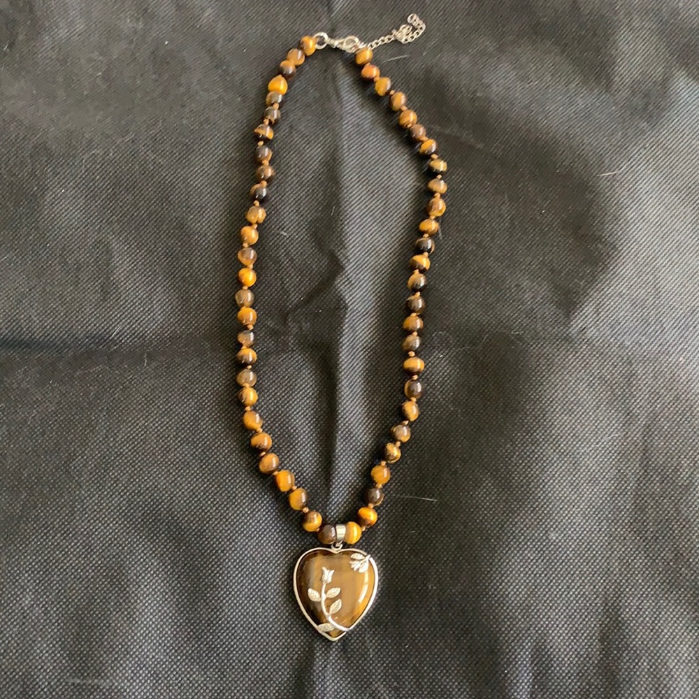 Heart tiger eye necklace